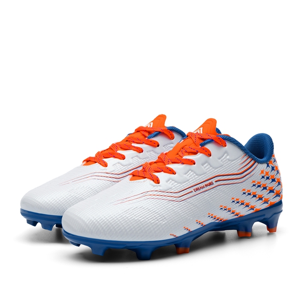 Kids’ Soccer Cleats with Three-Zone Studs - WHITE/ORANGE - 2