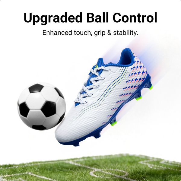 Kids’ Soccer Cleats with Three-Zone Studs - WHITE - 7