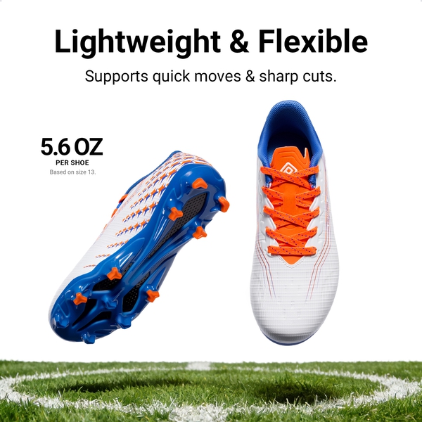 Kids’ Soccer Cleats with Three-Zone Studs - WHITE/ORANGE - 5