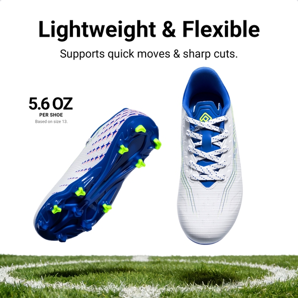 Kids’ Soccer Cleats with Three-Zone Studs - WHITE - 5