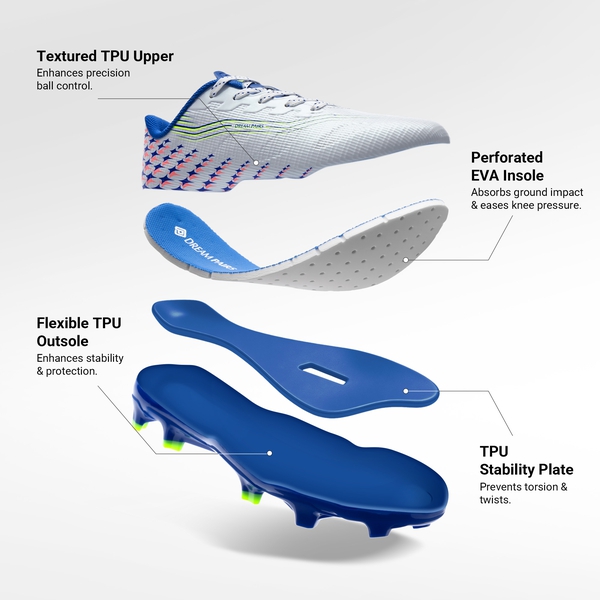 Kids’ Soccer Cleats with Three-Zone Studs - WHITE - 4