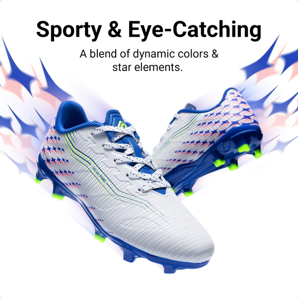 Kids’ Soccer Cleats with Three-Zone Studs - WHITE - 9