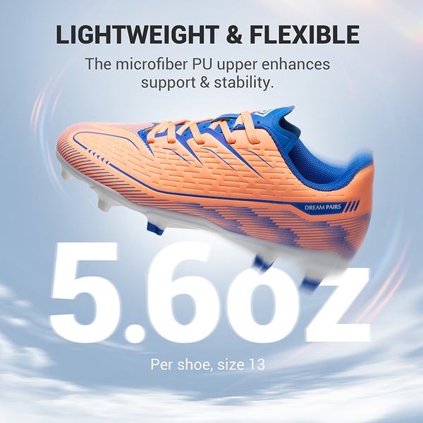 Lightweight Three-Zone Stud Kids' Soccer Cleats for Boys & Girls - ORANGE - 4
