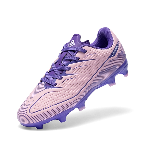 Lightweight Three-Zone Stud Kids' Soccer Cleats for Boys & Girls - PINK/PURPLE -  0