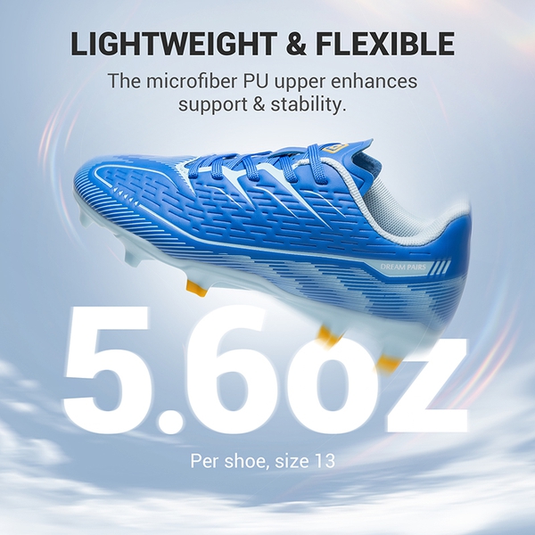 Lightweight Three-Zone Stud Kids' Soccer Cleats for Boys & Girls - BLUE - 4