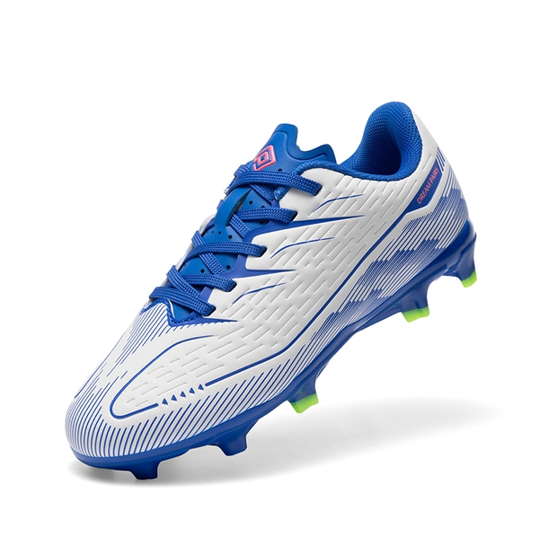 Lightweight Three-Zone Stud Kids' Soccer Cleats for Boys & Girls - WHITE/BLUE -  0