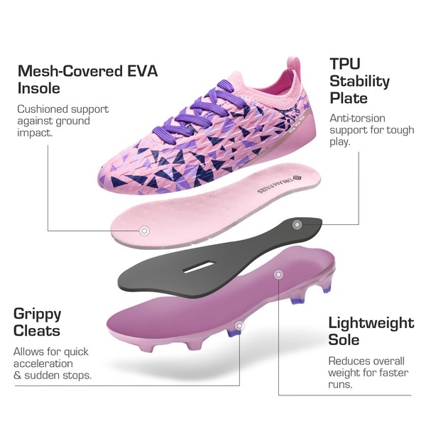 Kids’ Soccer Cleats for Boys & Girls - PINK/PURPLE - 4