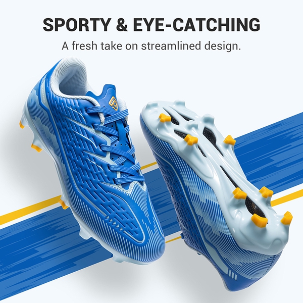 Lightweight Three-Zone Stud Kids' Soccer Cleats for Boys & Girls - BLUE - 7
