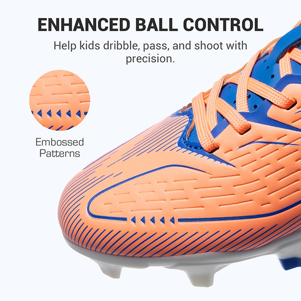 Lightweight Three-Zone Stud Kids' Soccer Cleats for Boys & Girls - ORANGE - 5