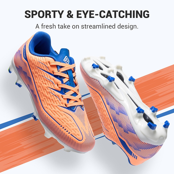 Lightweight Three-Zone Stud Kids' Soccer Cleats for Boys & Girls - ORANGE - 7