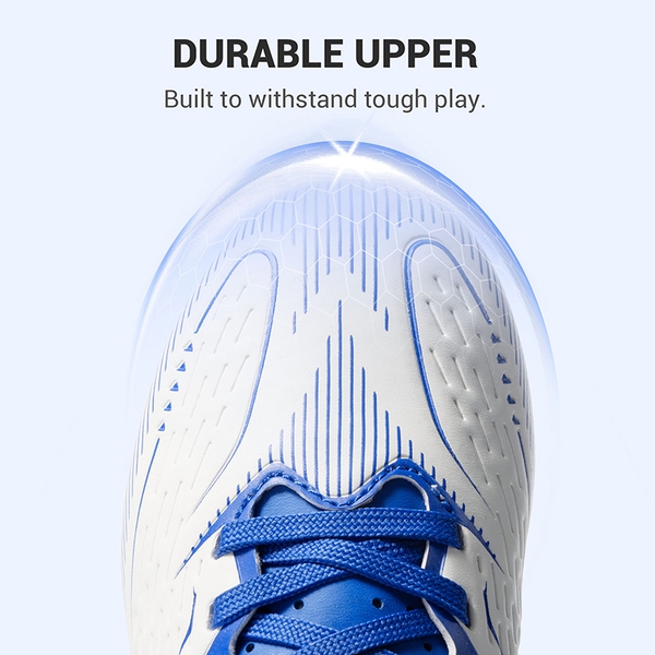 Lightweight Three-Zone Stud Kids' Soccer Cleats for Boys & Girls - WHITE/BLUE - 6