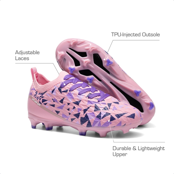 Kids’ Soccer Cleats for Boys & Girls - PINK/PURPLE - 8