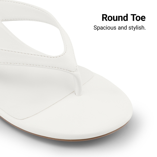 Dreamy Women’s Kitten Heel Thong Sandals - WHITE - 5