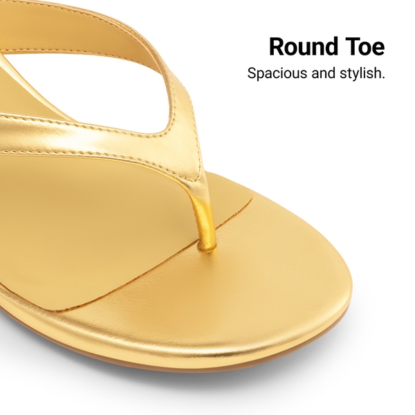 Women’s Kitten Heel Thong Sandals - GOLD - 5