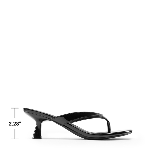 Dreamy Women’s Kitten Heel Thong Sandals - BLACK-PAT - 3