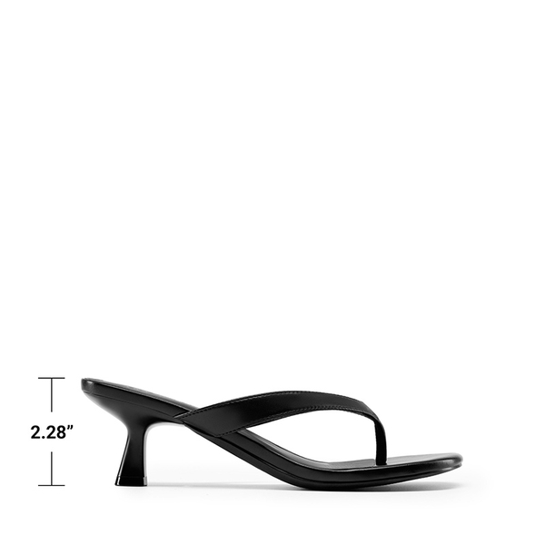 Dreamy Women’s Kitten Heel Thong Sandals - BLACK-PU - 3