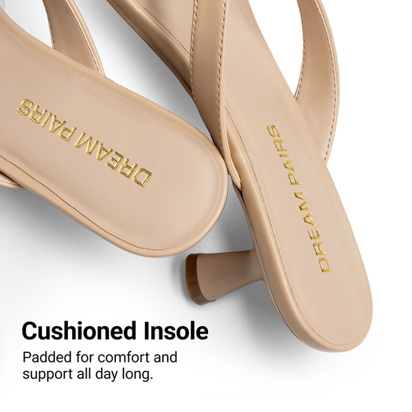 Dreamy Women’s Kitten Heel Thong Sandals - NUDE - 6