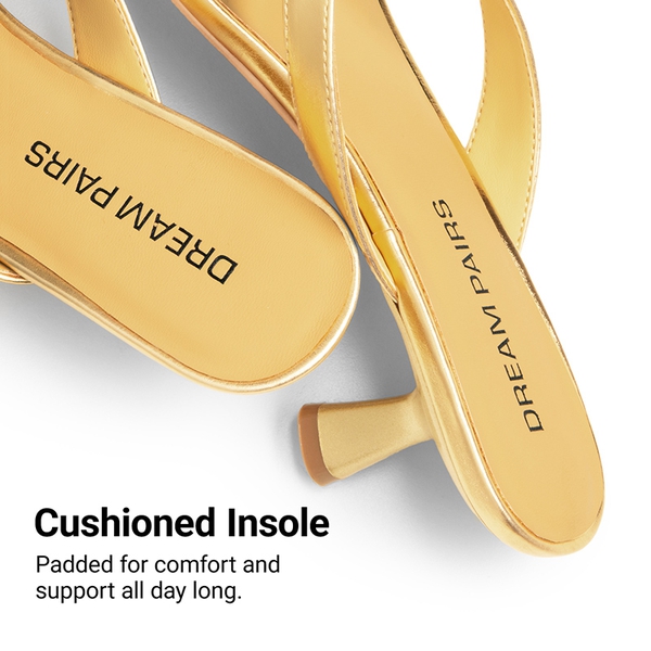 Women’s Kitten Heel Thong Sandals - GOLD - 6