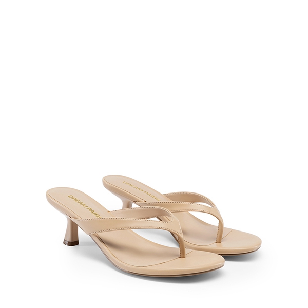 Dreamy Women’s Kitten Heel Thong Sandals - NUDE - 4