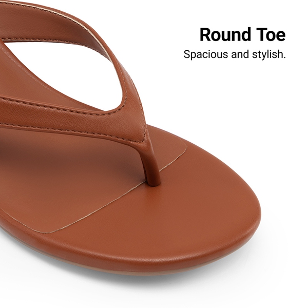 Dreamy Women’s Kitten Heel Thong Sandals - BROWN - 5