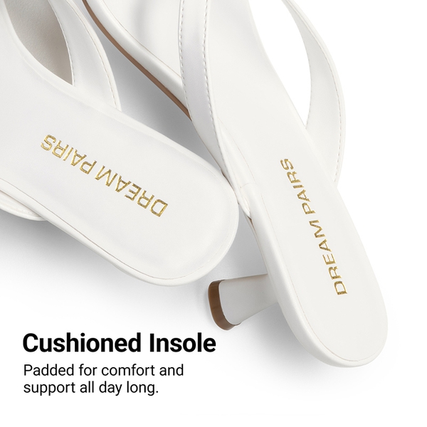 Dreamy Women’s Kitten Heel Thong Sandals - WHITE - 6