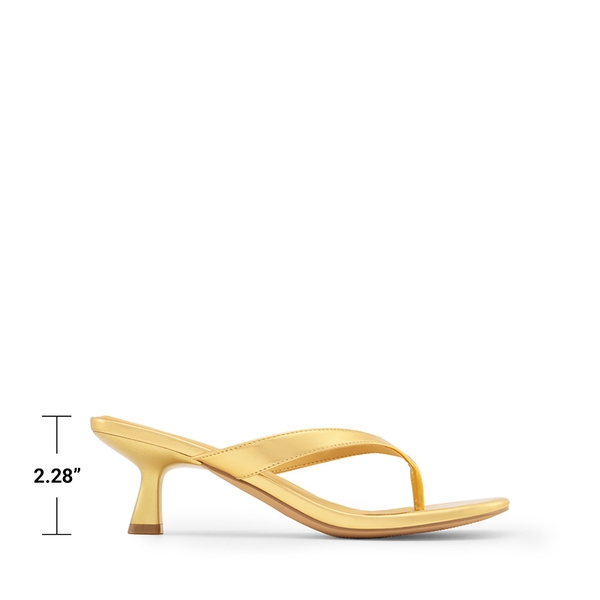 Women’s Kitten Heel Thong Sandals - GOLD - 3