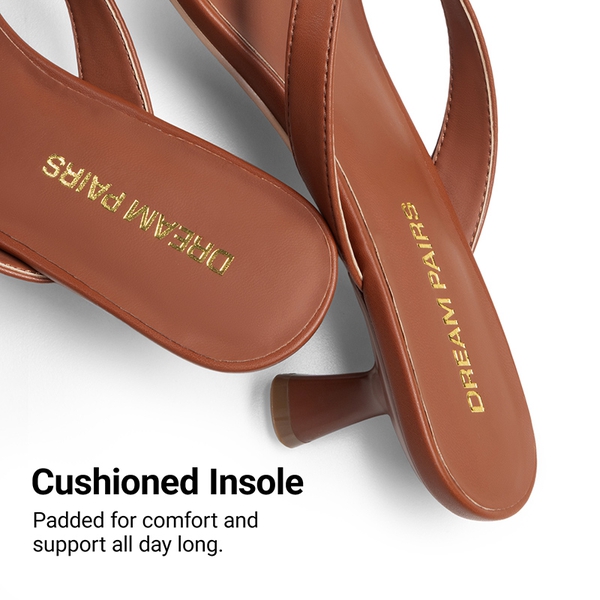 Dreamy Women’s Kitten Heel Thong Sandals - BROWN - 6