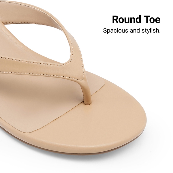 Dreamy Women’s Kitten Heel Thong Sandals - NUDE - 5