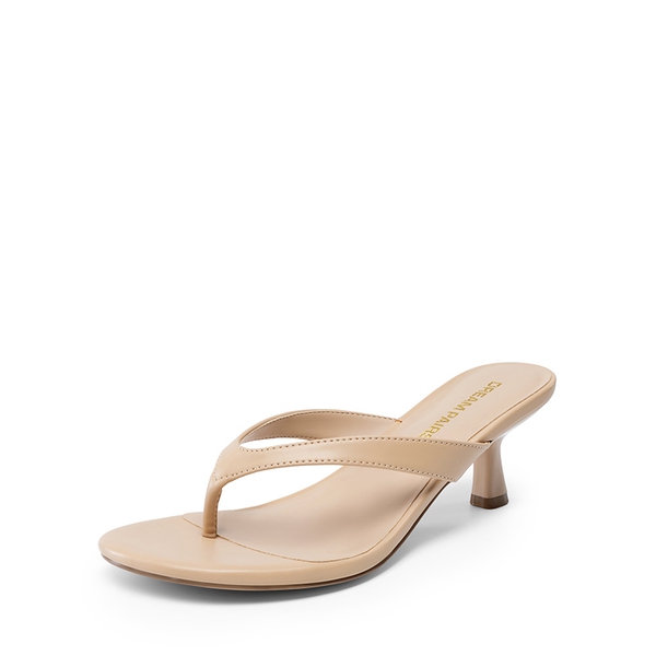 Dreamy Women’s Kitten Heel Thong Sandals - NUDE -  0