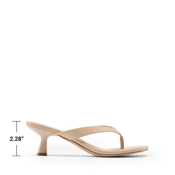Dreamy Women’s Kitten Heel Thong Sandals - NUDE - 3