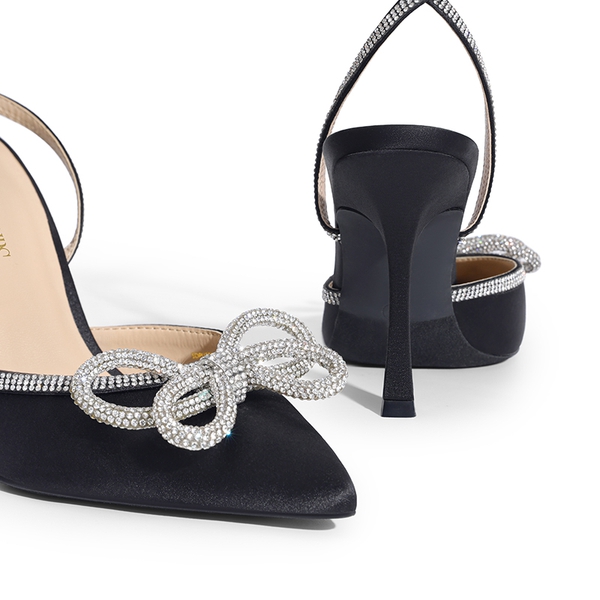 Dreamy Destiny Stiletto Rhinestone Strap Pumps - BLACK - 5