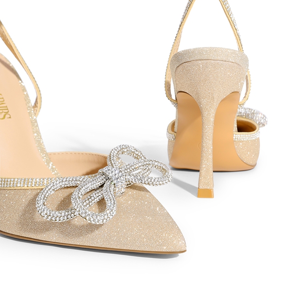 Dreamy Destiny Stiletto Rhinestone Strap Pumps - GOLD - 5
