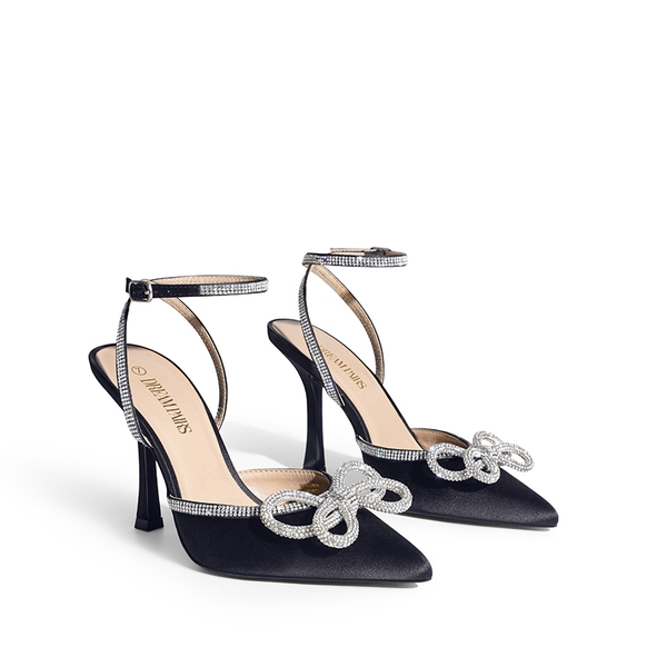 Dreamy Destiny Stiletto Rhinestone Strap Pumps - BLACK - 6
