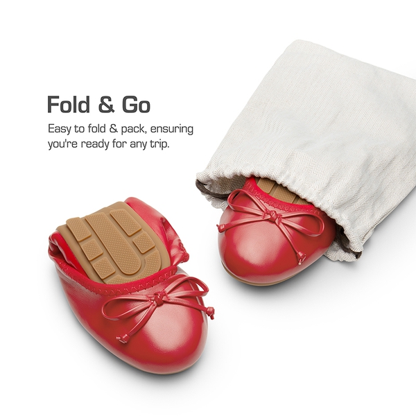 Ascenda Foldable Bowknot Lightweight Ballet Flats - RED - 3