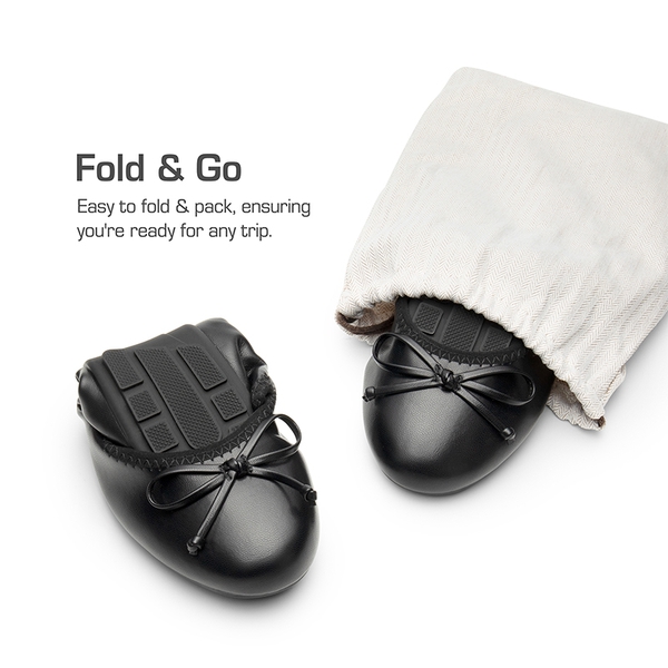 Ascenda Foldable Bowknot Lightweight Ballet Flats - BLACK - 3