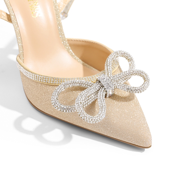 Dreamy Destiny Stiletto Rhinestone Strap Pumps - GOLD - 4