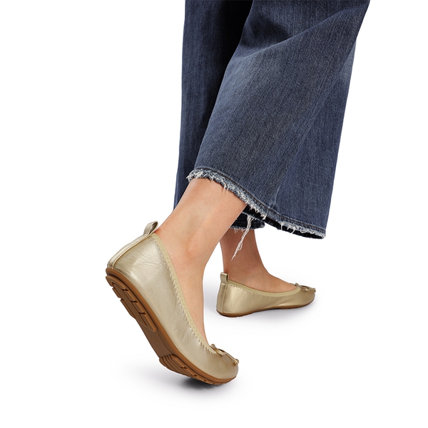 Ascenda Foldable Bowknot Lightweight Ballet Flats - GOLD - 8