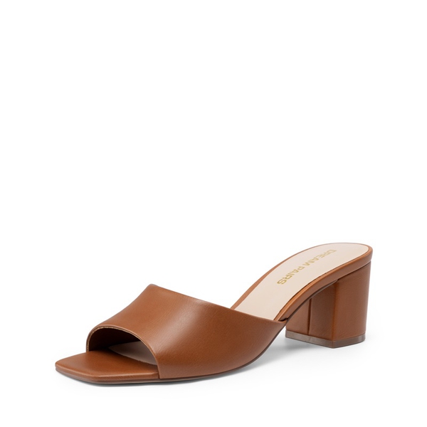 Dreamy Women’s Square Toe Low Heel Mules - BROWN -  0
