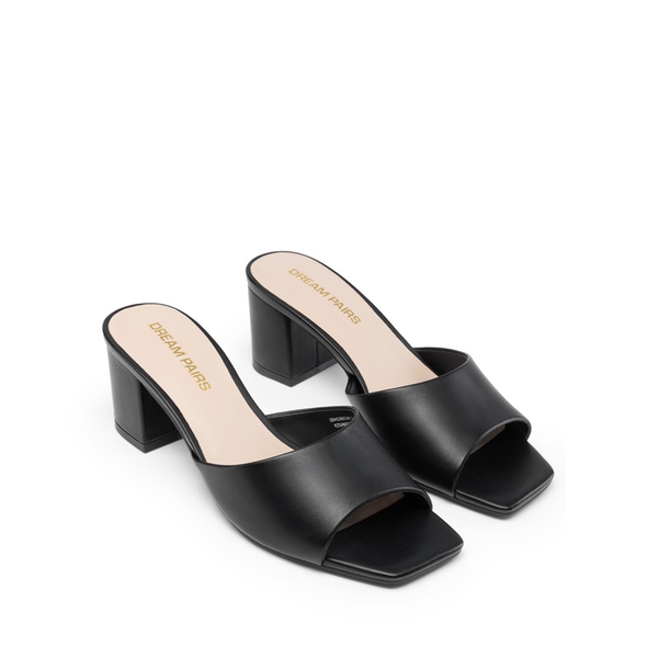 Dreamy Women’s Square Toe Low Heel Mules - BLACK - 4