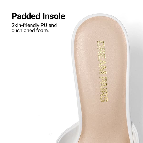 Women’s Square Toe Low Heel Mules - WHITE - 6