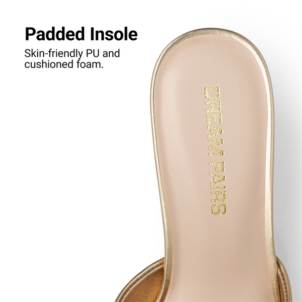 Dreamy Women’s Square Toe Low Heel Mules - LIGHT GOLD - 6