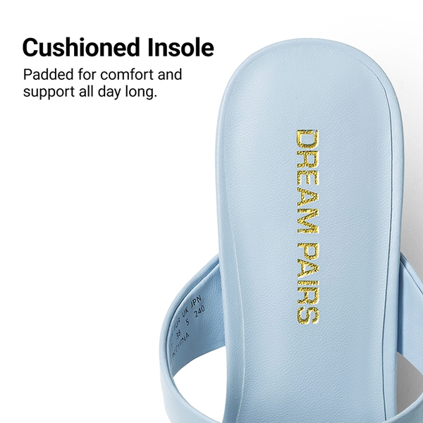 Women’s Strappy Square Toe Kitten Heel Mules - LIGHT BLUE - 6