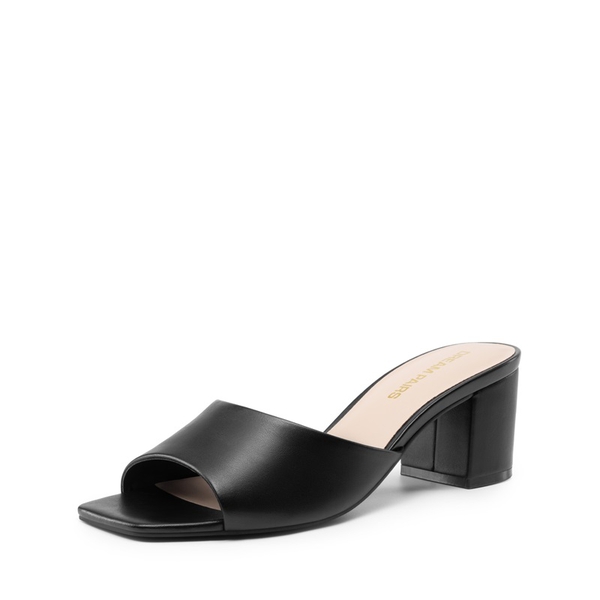 Dreamy Women’s Square Toe Low Heel Mules - BLACK -  0