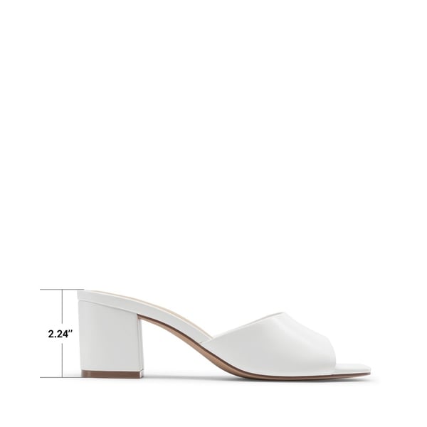 Women’s Square Toe Low Heel Mules - WHITE - 3