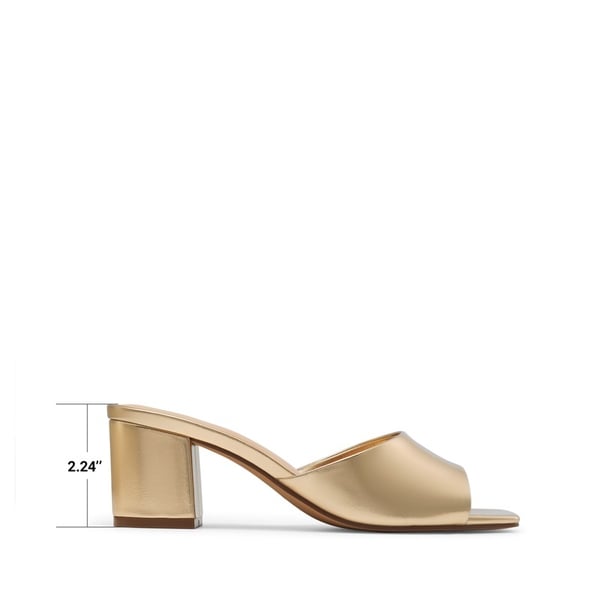 Dreamy Women’s Square Toe Low Heel Mules - LIGHT GOLD - 3