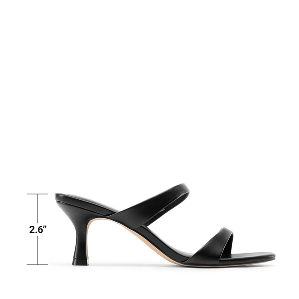 Women’s Strappy Square Toe Kitten Heel Mules - BLACK - 3
