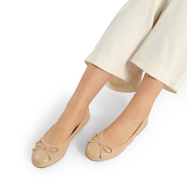 Ascenelle Women’s Wide-Toe Ballet Flats with Arch Support - NUDE - 7