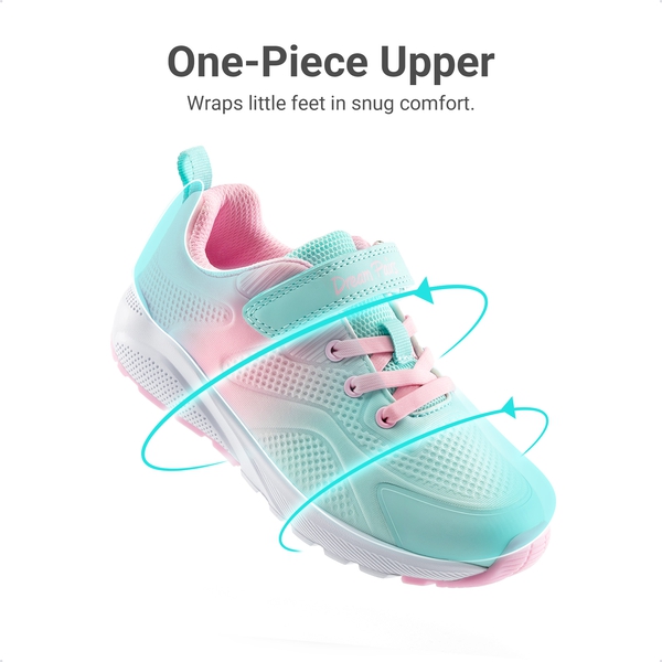 Girls’ Running Shoes with Hook-and-Loop Closure - LIGHT GREEN/PINK - 2