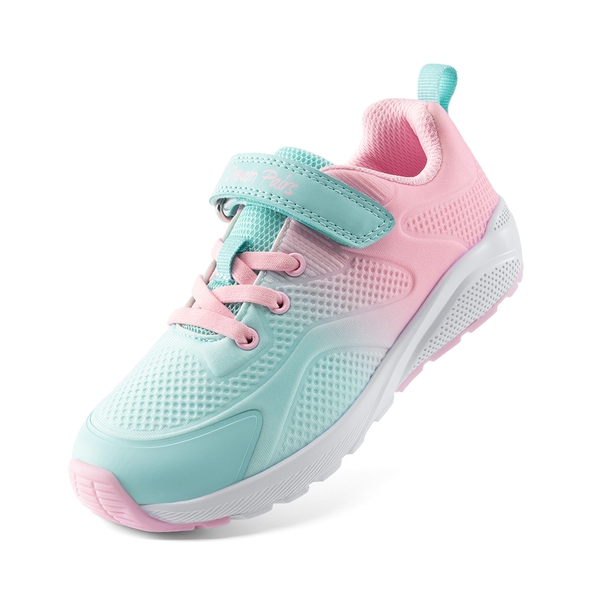 Girls’ Running Shoes with Hook-and-Loop Closure - LIGHT GREEN/PINK -  0