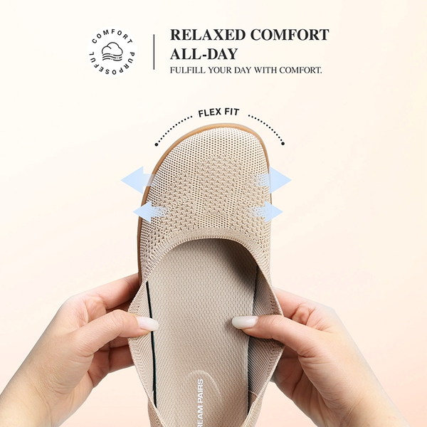 Ascenda Women’s Arch Support Wide Toe Ballet Shoes - NUDE - 5